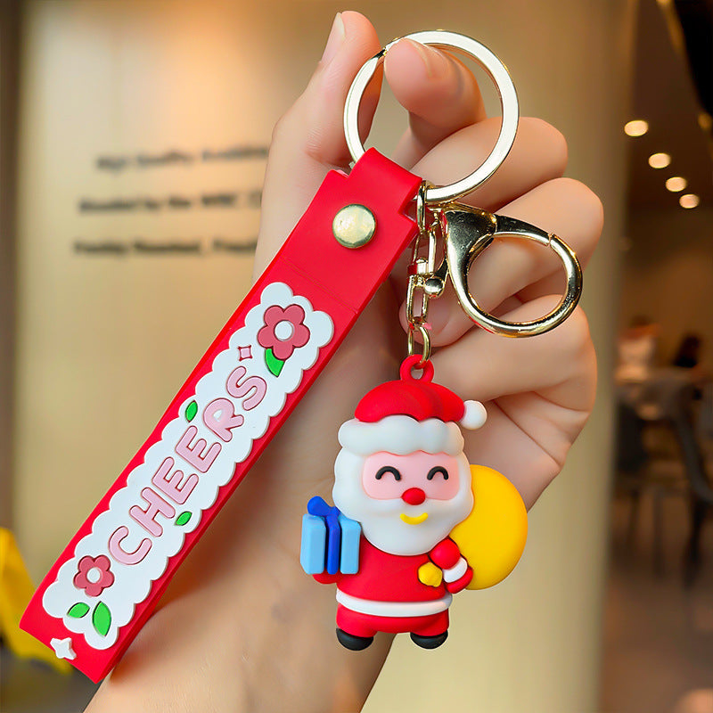 Wholesale Christmas Series Cartoon Elk Socks Silicone Keychain